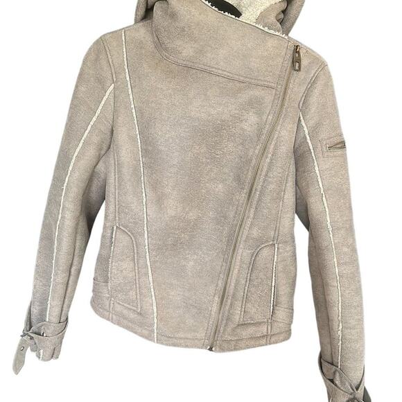 Miss Sixty Shearling Bomber Style Jacket w Asymmetrical Zipper - Vintage Jacket - Picture 8 of 11